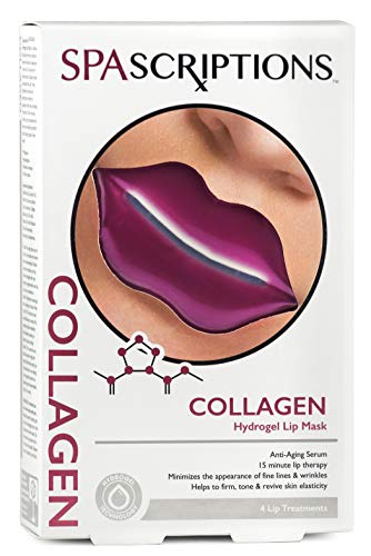 SpaScriptions Hydrogel Lip Mask - Moisture-Rich, Reduces Fine Lines, Softens Lips - 4 Pack