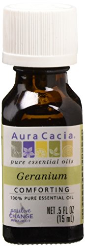 Aura Cacia Geranium Essential Oil - Purity Tested, Fresh Floral Aroma - 15 ml