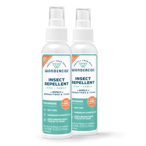 Wondercide Bug Spray - Repels 98% Mosquitoes with Natural Essential Oils - Cedarwood, 2-Pack 4oz