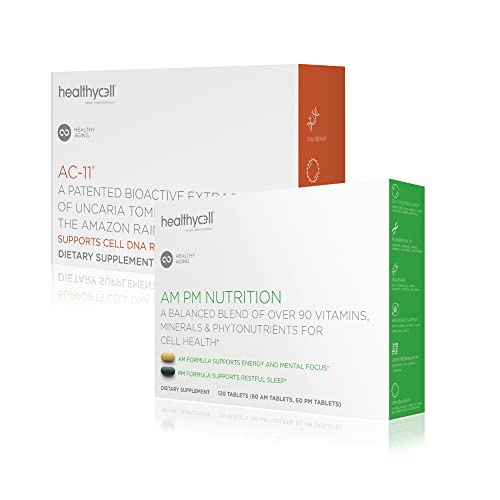 Healthycell Vitamins & Supplements Bundle - Supports Energy, Sleep, DNA Repair - AM/PM Formula