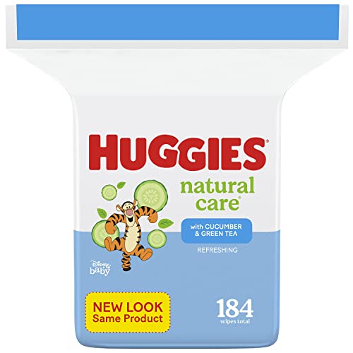 Huggies Natural Care Baby Wipes - Hypoallergenic, Cucumber & Green Tea Scent - 184 Wipes