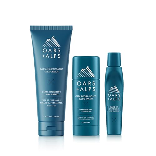 Oars + Alps Men's Skin Care Kit - Vegan, Gluten-Free, Travel Size Essentials - 3 Items