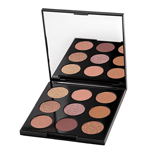 Palladio 9-Count Eyeshadow Palette - Talc-Free, High Pigment, Botanical Infused - Rosey Nudes