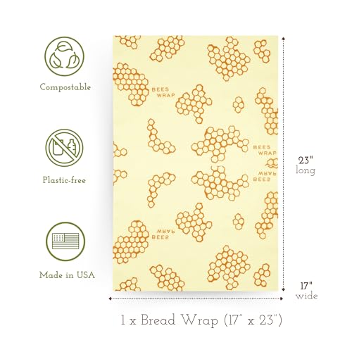 Bee's Wrap Beeswax Food Wraps - Keep Food Fresh, Organic Cotton, XL Bread Wrap - 17" x 23"