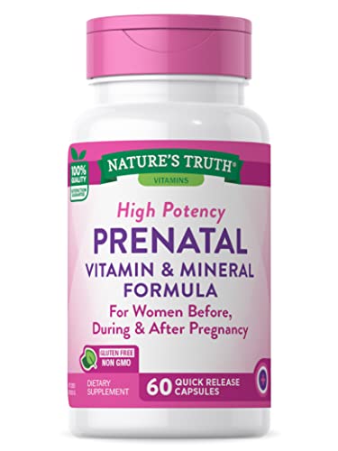 Nature's Truth Prenatal Vitamins - High Potency Folic Acid, Non-GMO, Gluten Free - 60 Capsules