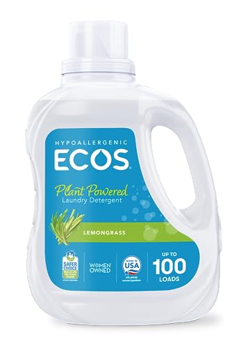 ECOS Concentrated Laundry Detergent - Hypoallergenic, Plant-Powered, 100 Loads - Lemongrass