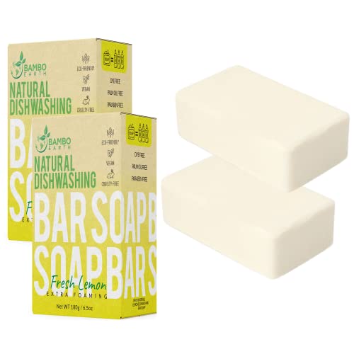 Natural Dish Washing Soap Bar - Non-Toxic, Vegan, Biodegradable - Lemon, Pack of 2