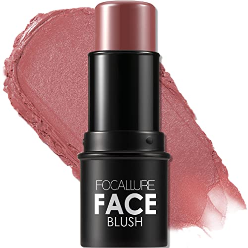 FOCALLURE Cream Blush Stick - Buildable Color, Long-Wearing & Hydrating, Dark Rose - Lightweight