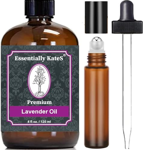 Essentially Kates Lavender Essential Oil - 100% Pure, Vegan, No Sulfates, 1oz Glass Dropper