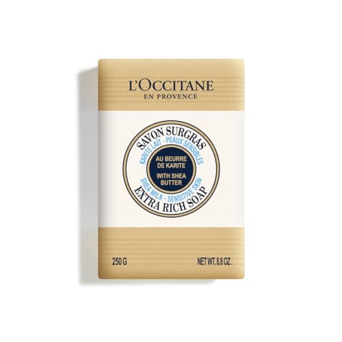 L'OCCITANE Shea Milk Soap Set - Cleanses & Softens, Organic Shea Butter - 4.2" L x 2.8" W