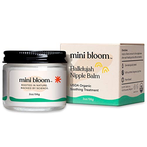 Mini Bloom Hallelujah Nipple Balm - USDA Organic, Lanolin-Free, Soothes Dry Nipples - 2 oz