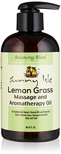 Sunny Isle Massage Oil - Deep Skin Soothing, Vegan & Gluten-Free, 8 Fl Oz Lemon Grass