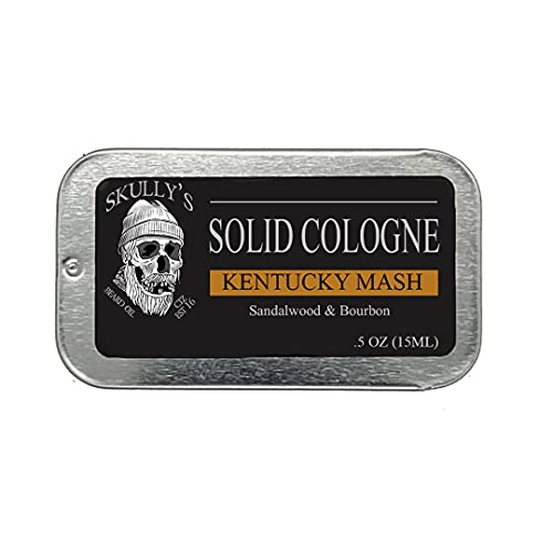 Skullys Beard Oil Solid Cologne - Long-Lasting Sandalwood & Bourbon, Hydrating Balm - 0.5 oz