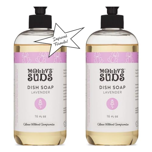 Molly's Suds Dish Soap - Powerful Plant-Powered Clean, Gentle on Skin, Lavender Scent - 16oz, 2 Pack