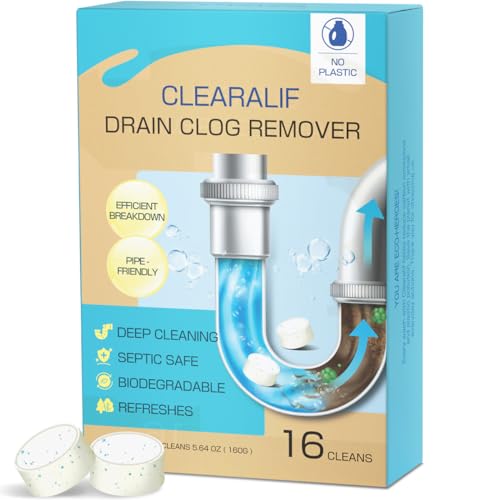 CLEARALIF Drain Opener - Powerful Clog Removal, No Metering, Unscented - 16 Pack