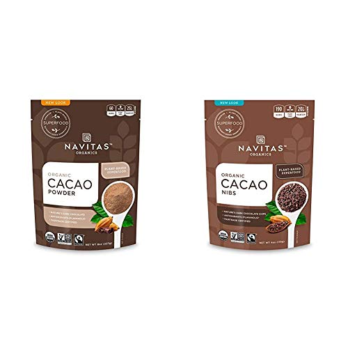 Navitas Organics Cacao Powder & Nibs Bundle - Organic, Fair Trade, Non-GMO - 8oz & 4oz