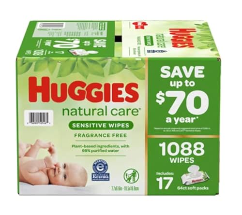 HUGGIES Natural Care Sensitive Baby Wipes - Gentle, Hypoallergenic, pH Balanced - 1,088 Count