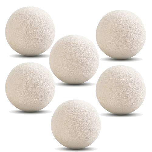 Wool Dryer Balls 6-Pack - Natural Fabric Softener Alternative, Reduces Wrinkles & Drying Time