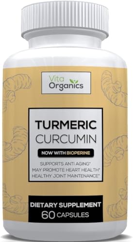 Vita Organics Turmeric Curcumin Supplement - Joint Health & Mobility Boost - 60 Veggie Capsules