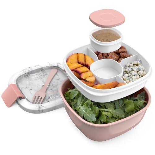 Bentgo Salad Bowl - Airtight, Leak-Proof, BPA-Free, Includes Fork & 4-Compartment Tray - 54oz