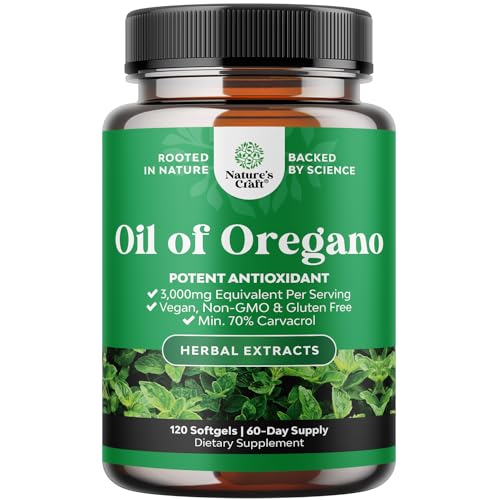 Nature's Craft Immune Defense Supplement - Vegan Oregano Oil Softgels for Wellness - 120ct