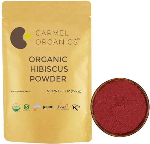 Carmel Organics Hibiscus Petals Powder - Rich in Vitamin C, Non-GMO, Gluten-Free - 8oz