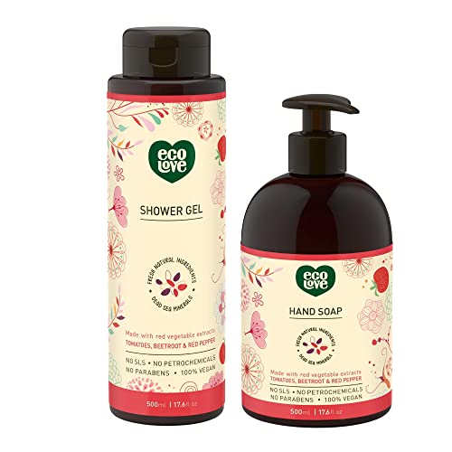 ecoLove Liquid Hand Soap - Hydrating, Vegan Formula with Organic Tomato & Beetroot - 17.6oz