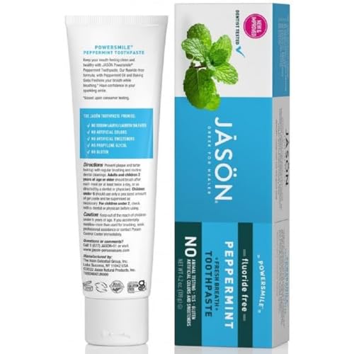 Jason Powersmile Whitening Toothpaste - Brightens Smile, Cruelty-Free, Powerful Peppermint - 6oz