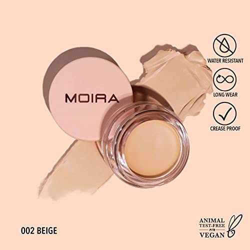 Moira Beauty Lasting Priming Cream Shadow - Vegan, Cruelty-Free, 002 Beige - Easy Application