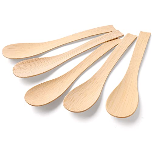 Bamboo Utensils Disposable - 100% Biodegradable, Heavy-Duty Spoons for Travel, 100PK, 6.7"