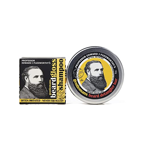 Professor Fuzzworthy's Beard Shampoo & Conditioner Kit - 100% Natural, Travel-Friendly - 2 Bars