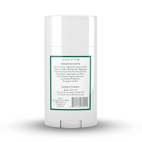 Native Deodorant - Aluminum-Free, Effective Odor Blocking, Eucalyptus & Mint - 2.65oz