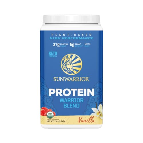 Sunwarrior Warrior Blend Protein Powder - Organic Vegan, BCAAs, Keto-Friendly - 28g Protein