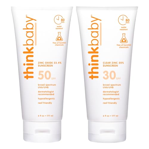 Thinkbaby Kids Sunscreen - Broad Spectrum UVA/UVB Protection, Water Resistant, 6 oz SPF 50+