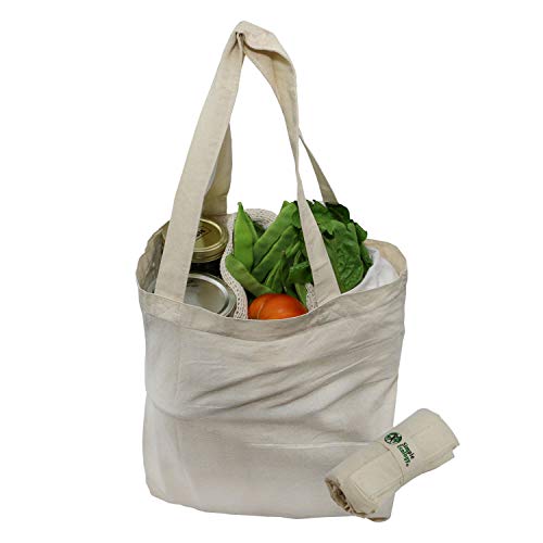 Simple Ecology Organic Cotton Tote Bag - Versatile, Compact, Reusable - Natural 3 Pack