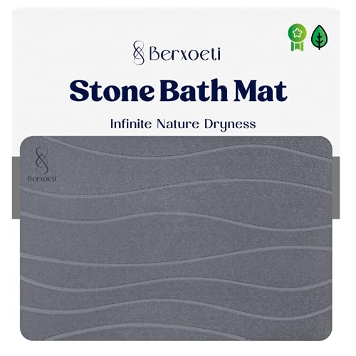 Diatomaceous Earth Bath Mat - Quick Drying, Absorbent, Non-Slip, Allergy-Friendly - Stone Design