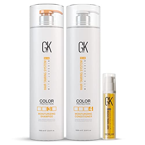 Global Keratin Shampoo & Conditioner Set - Hydrating Frizz Control, Argan Oil Serum - 1000ml