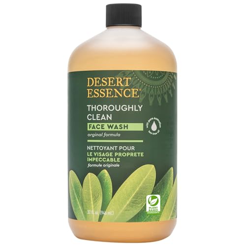 Desert Essence Face Wash - Nourishing Tea Tree Oil Cleanser for Soft Radiant Skin - 32 Fl Oz