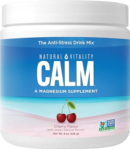 Natural Vitality Calm Magnesium Supplement - Supports Stress Relief, Cherry Flavor - 8 oz