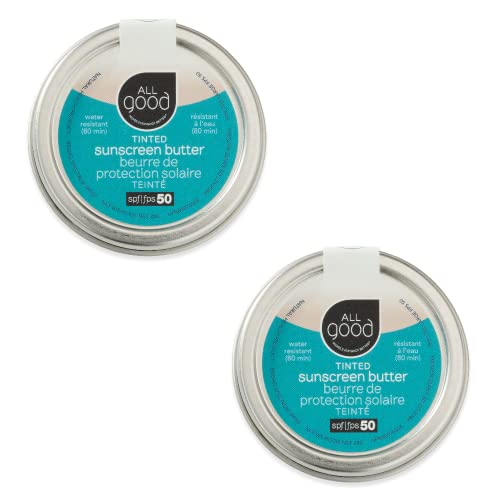 All Good Tinted Mineral Sunscreen Butter - SPF 50, Water Resistant, Zinc Oxide - 2-Pack