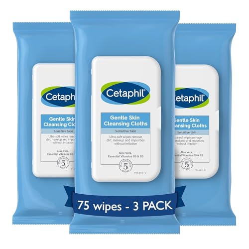 Cetaphil Gentle Cleansing Wipes - Removes Dirt & Makeup, Hypoallergenic, Fragrance-Free - 75 Count