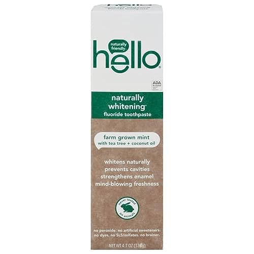 Hello Naturally Whitening Toothpaste - Fluoride, Vegan, Peppermint Freshness - 4.7oz