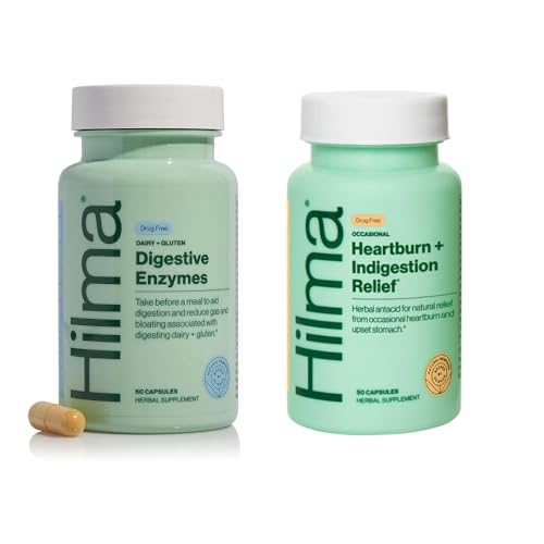 Hilma Digestive Aid Bundle - Bloating Relief, Herbal Support for Heartburn - 110 Vegan Capsules