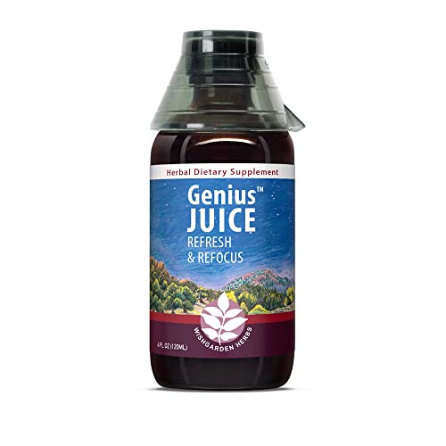 WishGarden Herbs Genius Juice - Herbal Brain Booster for Focus & Clarity, Non-GMO - 4oz