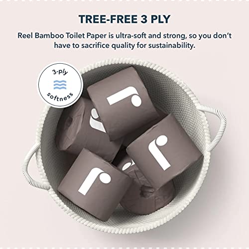 Reel Premium Toilet Paper - Ultra-Soft, Tree-Free, Plastic-Free - 24 Rolls, 3-Ply