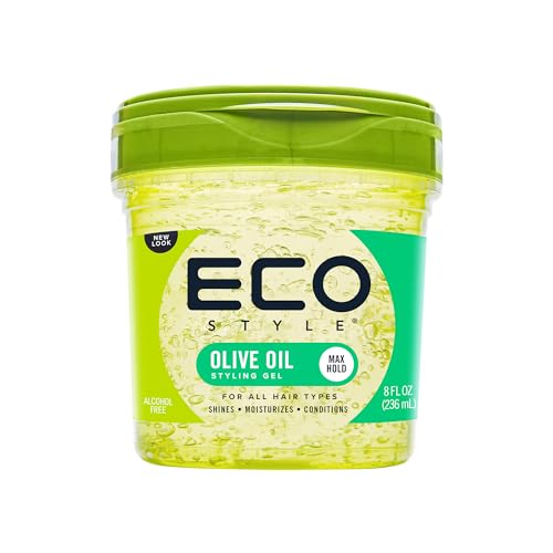 Eco Style Olive Oil Hair Gel - Moisturizes, Adds Shine, Tames Split Ends - 8 oz