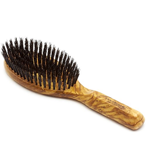 Fendrihan Men's Oval Hairbrush - Nourishing Boar Bristles, Olivewood Handle - 8.6 Inches