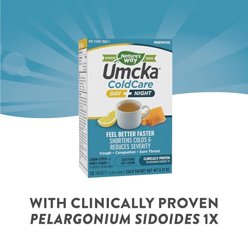 Nature's Way Umcka ColdCare Day+Night - Shortens Colds, Non-Drowsy, 12 Packets Hot Drink Mixes