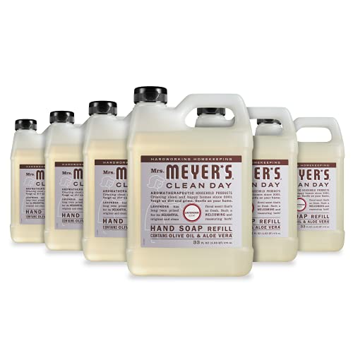 Mrs. Meyer's Clean Day Hand Soap Refill - Lavender Scent, Biodegradable, 33 fl. oz - Pack of 6