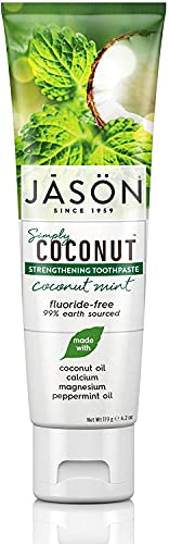 Jason Simply Coconut Toothpaste - Strengthens Teeth, 99% Earth-Sourced, Coconut Mint - 4.2oz